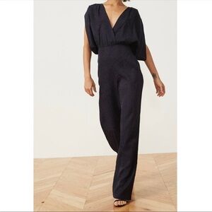 LPA Jodie navy jacquard leopard jumpsuit